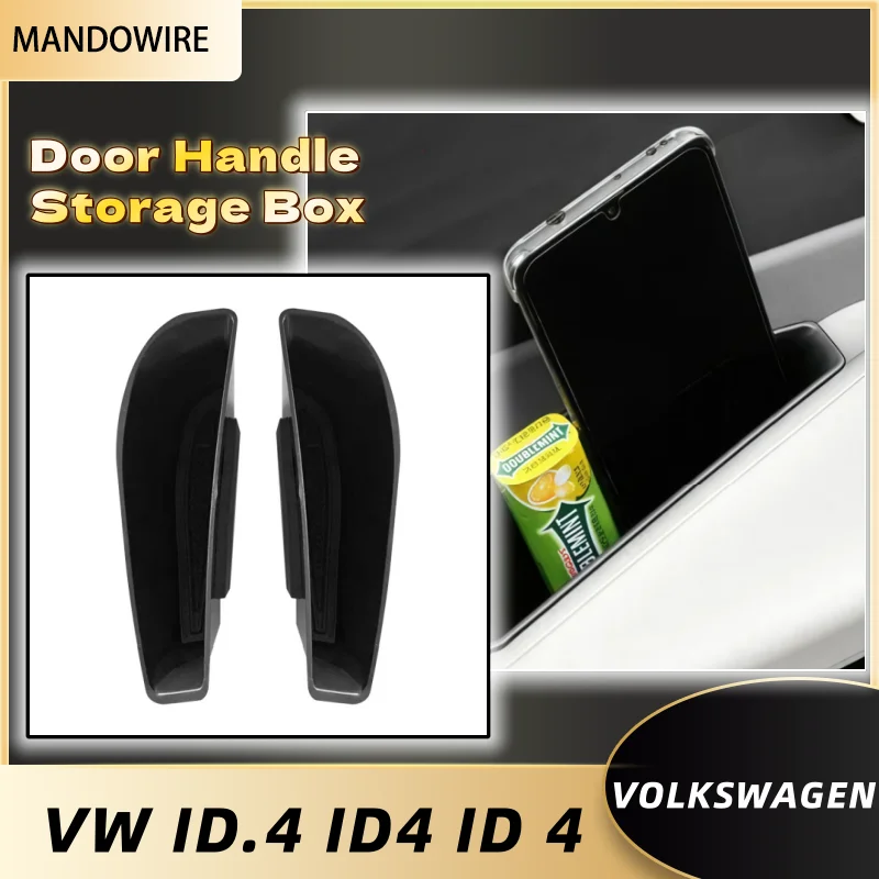 

Car Door Handle Storage Box Accessories Front Rear Door Holder Tray Organizer For Volkswagen VW ID4 ID.4 Accessories