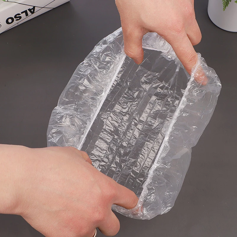 Gorro de ducha desechable con forma de malla elástica, gorro de baño no tejido para extensión de pestañas, gorro transparente impermeable para el cabello, 100 Uds.