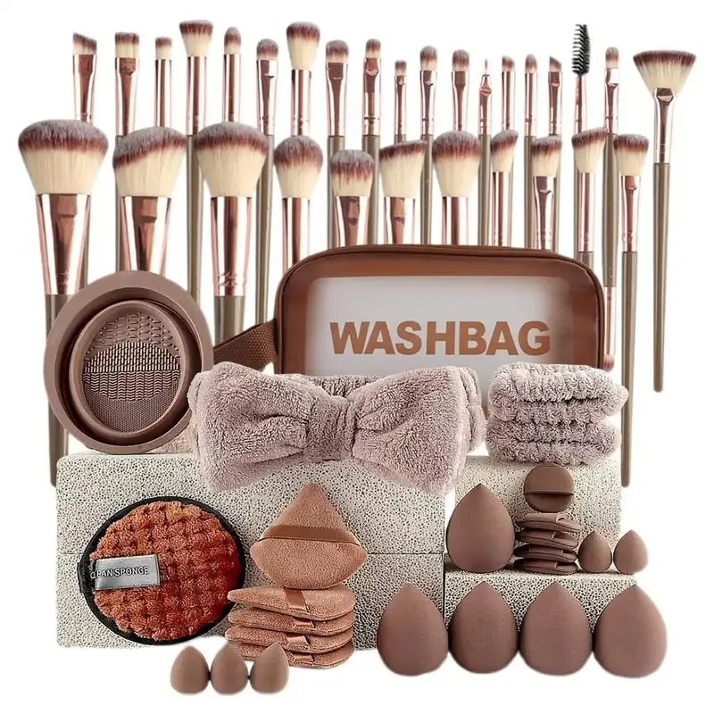 

56pcs makeup brush sponge set Multi-functional complete makeup brush set With facial cleansing tool with storage bag