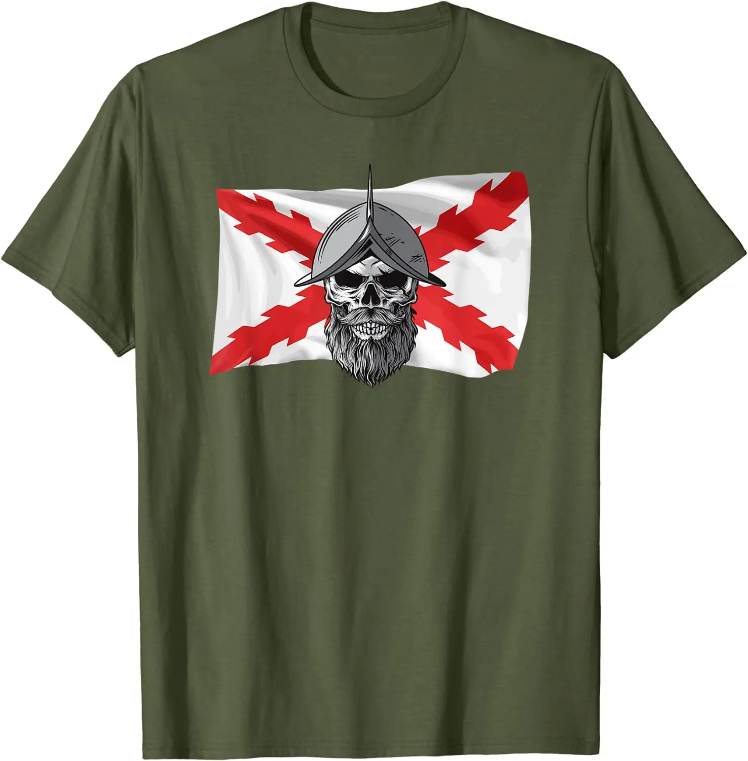 Cruz De Borgoña. Soldado Calavera. Militar Men T-Shirt Short Sleeve Casual Cotton O-Neck Summer T Shirts