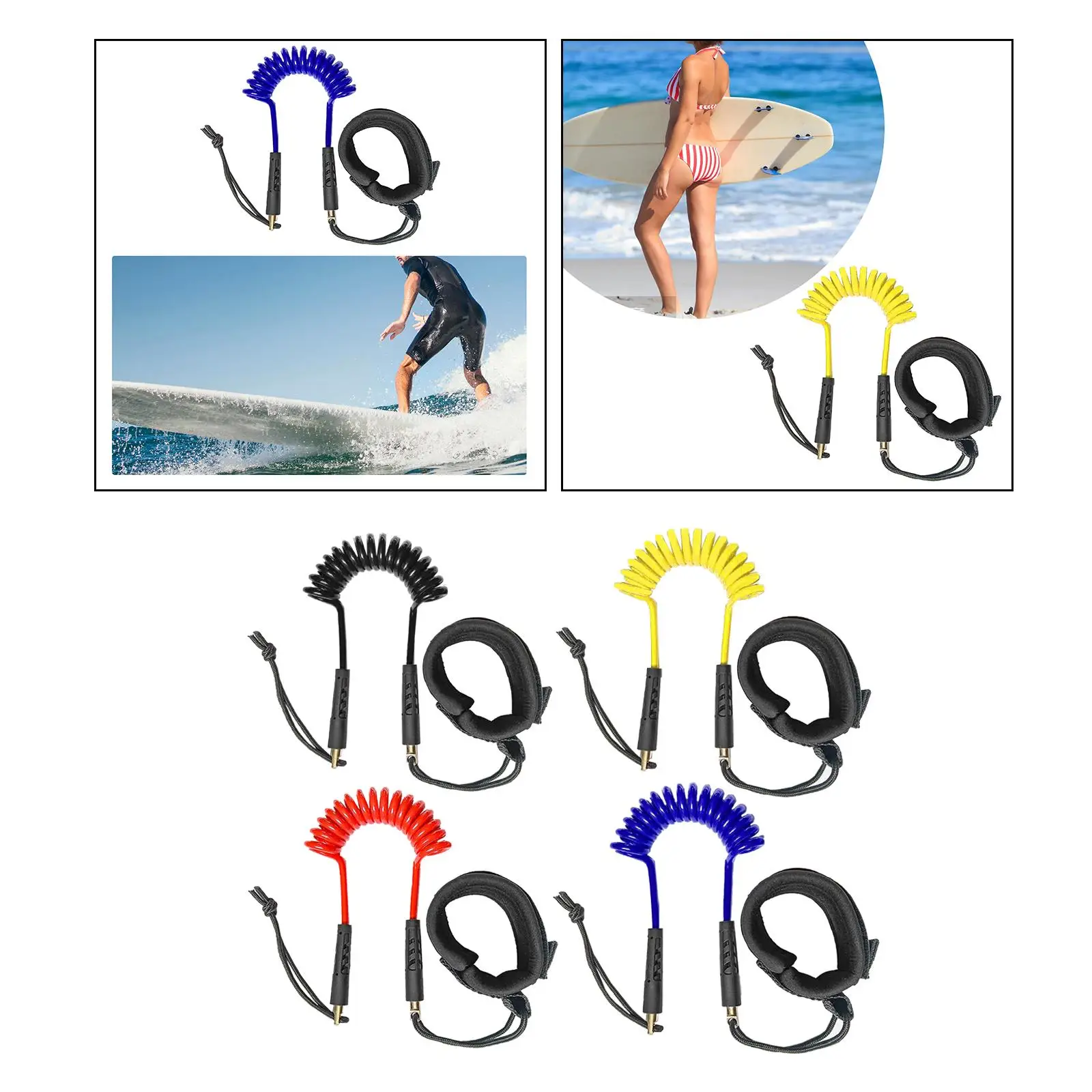 Surfboard Leash Premium Telescopic Wrist Strap Elastic Safety Rope Leash for Water Sports Longboard Rubber Boat Water Ski Surf