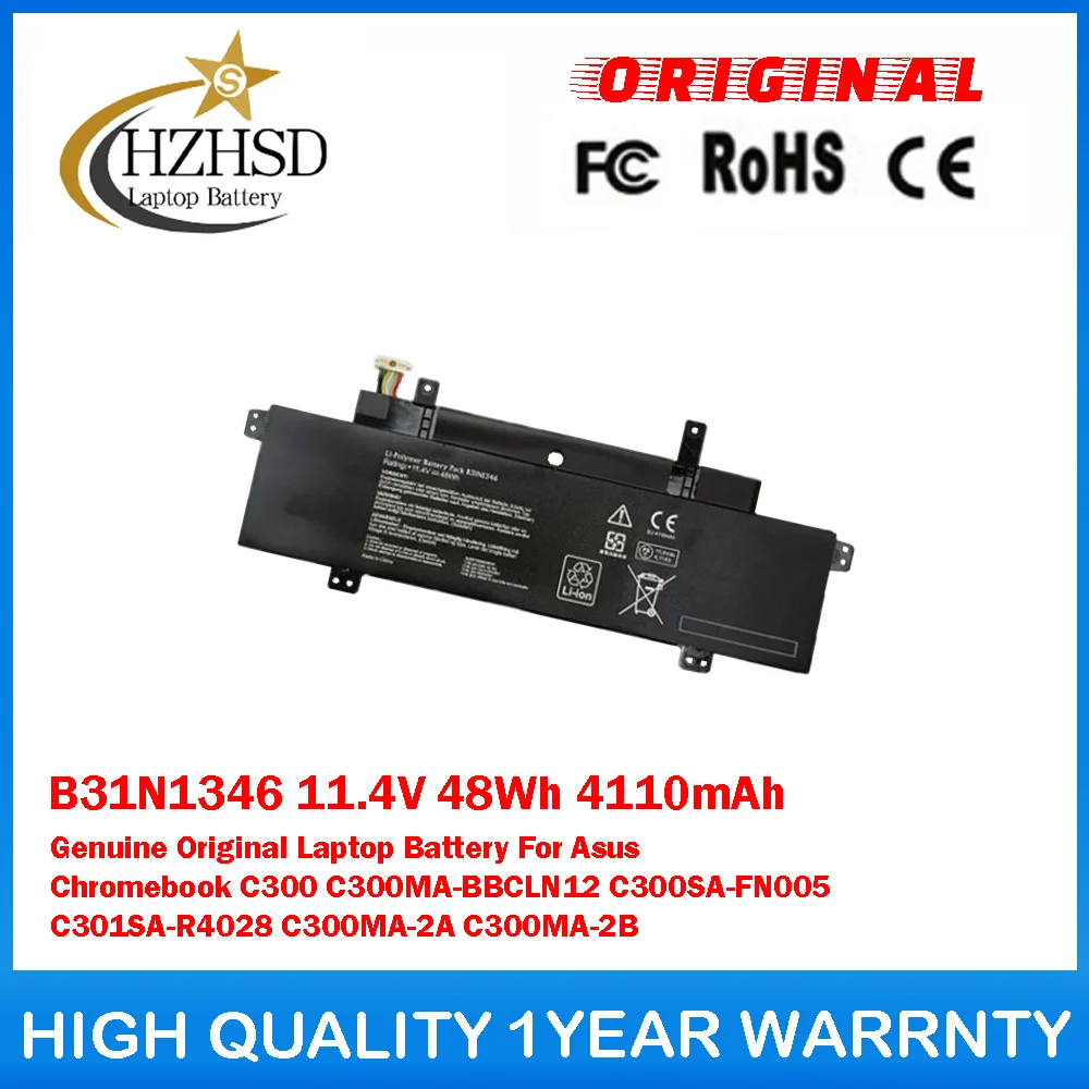 

B31N1346 11.4V 48Wh 4110mAh Genuine Original Laptop Battery For Asus Chromebook C300 C300MA-BBCLN12 C300SA-FN005 C301SA-R4028