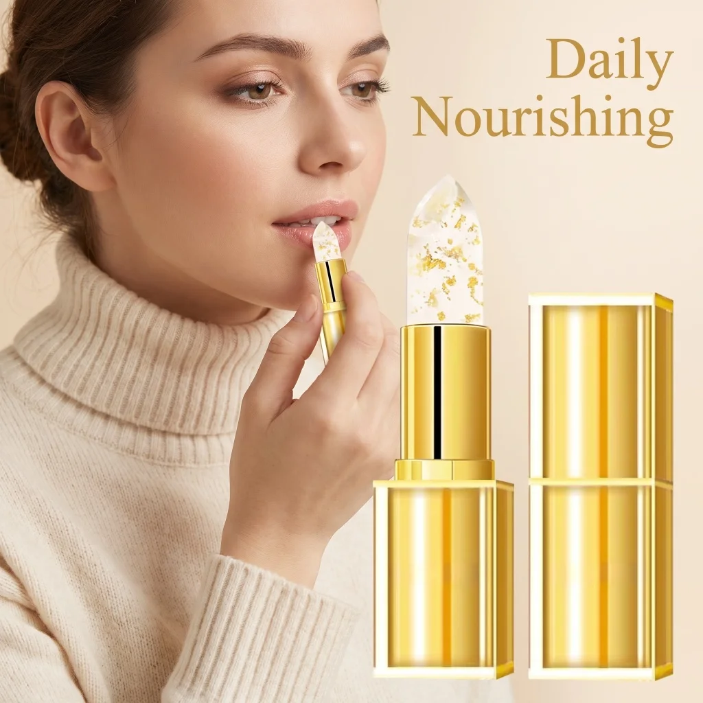 Gold Foil Color Changing Lipstick Transferproof Moisturizing Lip Balm Long Lasting Anti Stain Natural Daily Lip Makeup for Women