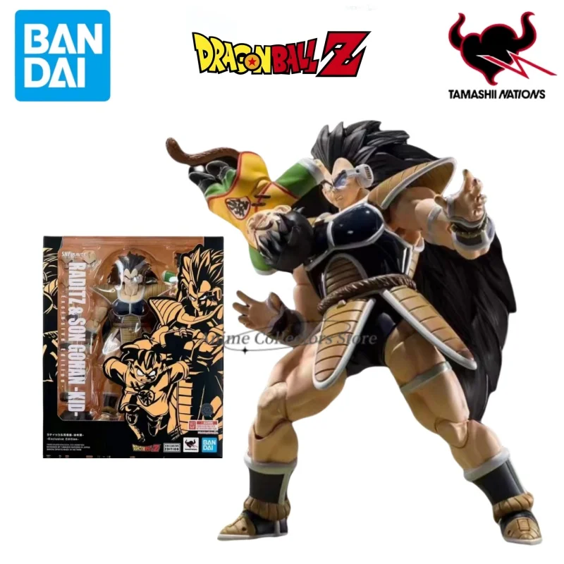 Em estoque original e novo bandai shf dragon ball série raditz & son gohan-crianças-figura de ação modelo boneca presente