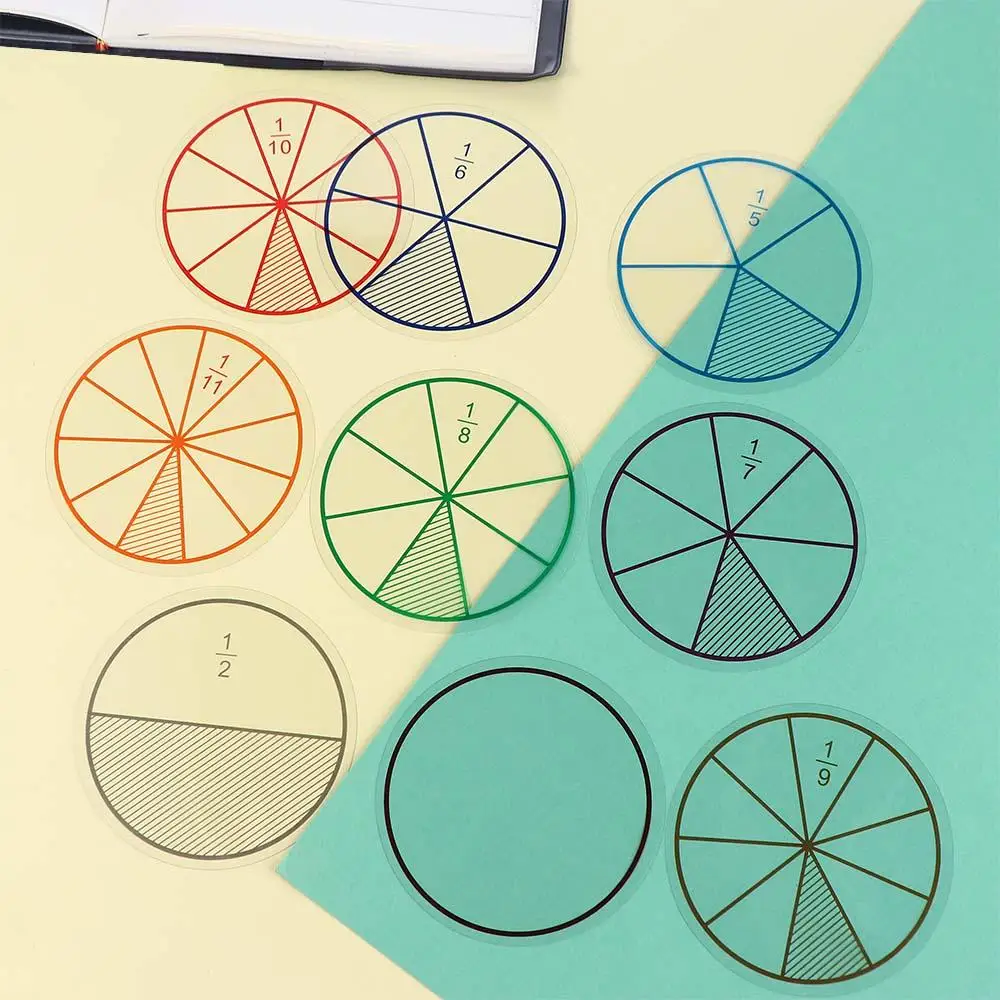 12pcs Fractions Mathematics Teaching Resources EVA Round Shape Fractions Instrument Montessori Educational Math Toy Learn Tool