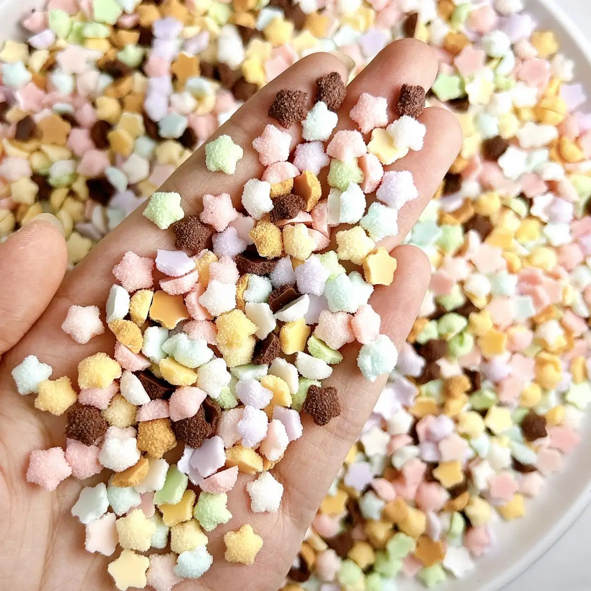 50PCS Creative Luminous Five-pointed Star Resin Nail Charms Macaron Colored Cartoon Frosted Star Resin Nail Art Decorations DIY