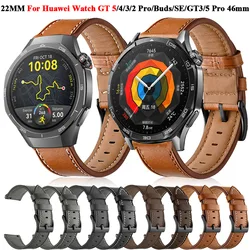 22mm Leather Straps For Huawei Watch GT 5 GT5 46mm Watchbands Bracelet Huawei GT5 Pro 46mm/GT2/3/4 46mm Pro Smartwatch Wristband