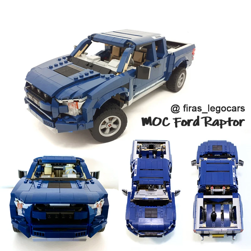 NEW Ford Raptor Off road Truck with front Wheels Steering Controller 10265 MOD Version Mustang Assembled DIY Bricks Toys Gifts