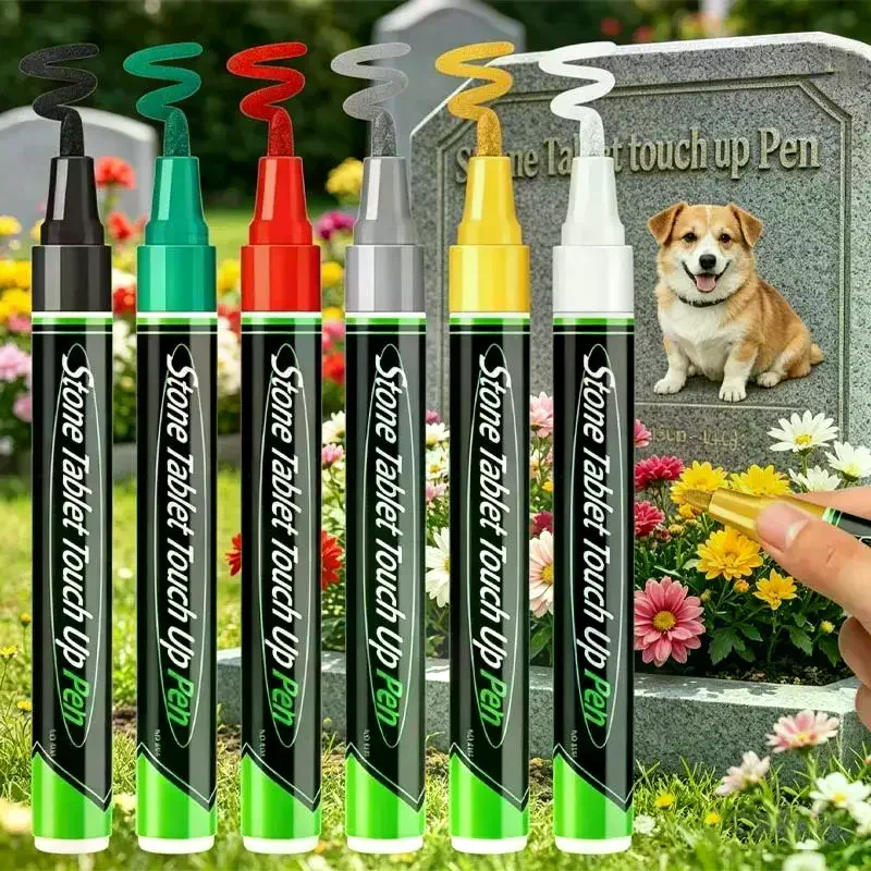 Marker Inscription Restoration Pen Oil Based Quick Dry Weatherproof Touch Up Paint Pen For Granite Stone Tombstone