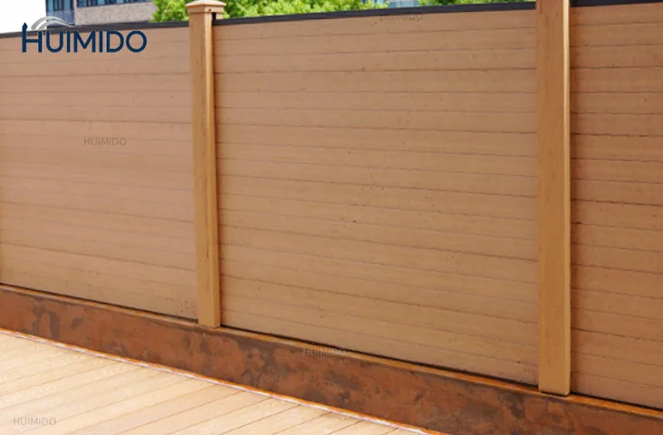 Outdoor WPC Fence Panel Moisture Resistant Composite Wood Slat Fencing Garden Villa Apartment Privacy Security Fence Panel