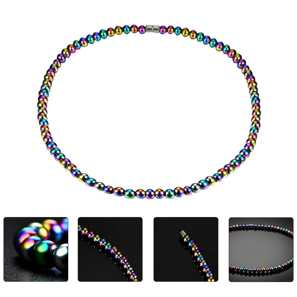 

1Pcs Magnet Necklace Unisex Beaded Simple Healing Magnetic Necklace Blood Circulation Therapy Magnet Jewelry Prom Decoration