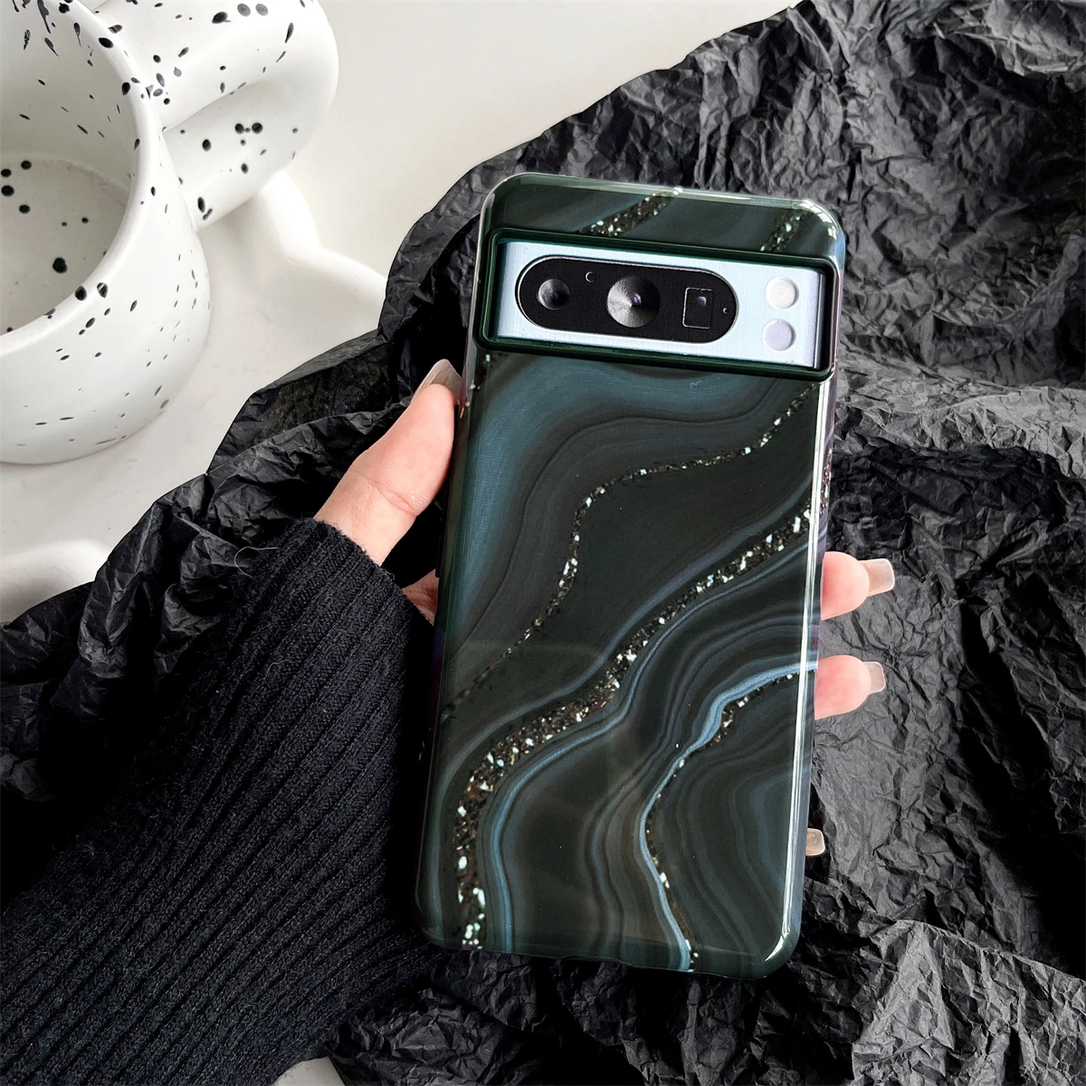 Obsidian Full package Two-In-One film case suitable for Google Pixel 8 7 6 Pro 8A trendy phone cases for men and women