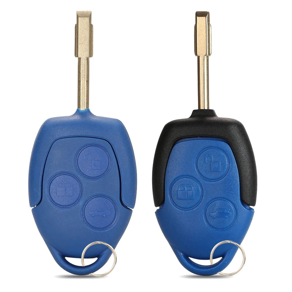 Jingyuqin Remote Key Car Case Shell Cover 3 Buttons For Ford Transit Connect Set Fob FO21 Blue/Black Blade Replacement