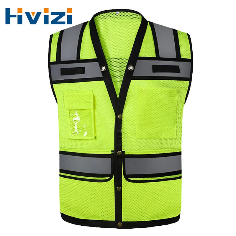 High Visibility Safety Vest Multi Pockets Reflective Mesh Breathable Workwear ANSI/ISEA Standards