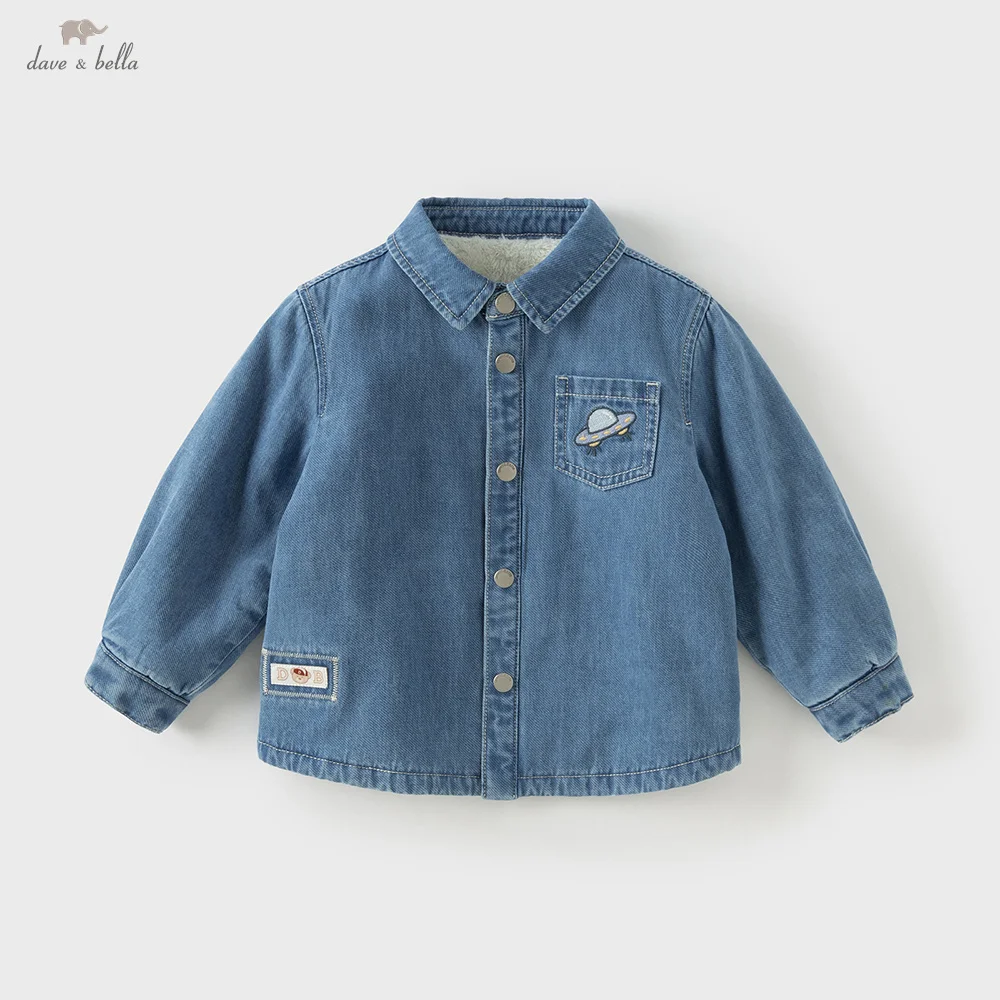 

Dave Bella Children's Shirt Winter Boys Cotton Denim Blue Blouse Kids Long Sleeves Comfortable Casual Coat Top Warm DB4254280