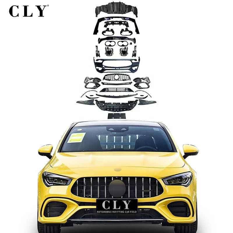 

CLY Car Bumpers For 2019+ Mercedes Benz W118 CLA Upgrade CLA45 AMG Bodykit Front Bumper With Grille Diffuser with Tips