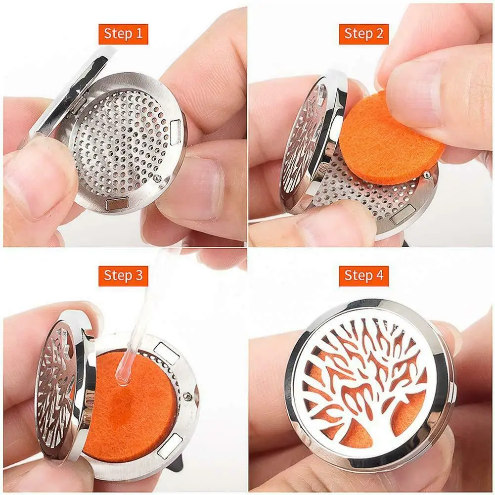 Refillable Car Air Freshener Smell Perfume Diffuser Clip Auto Vent Essential Oil Stainless Steel Locket Interior Accessories