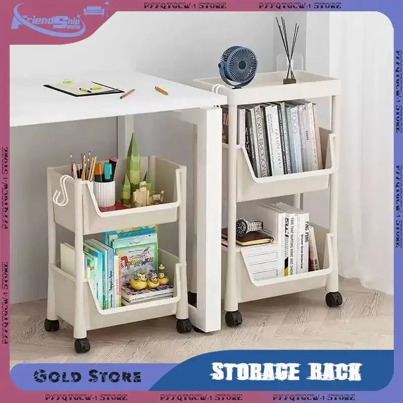 

Kitchen Mobile Multi Tier Storage Cart Shelf Narrow Corner Trolley Rack For Home Office Hostel Organizer