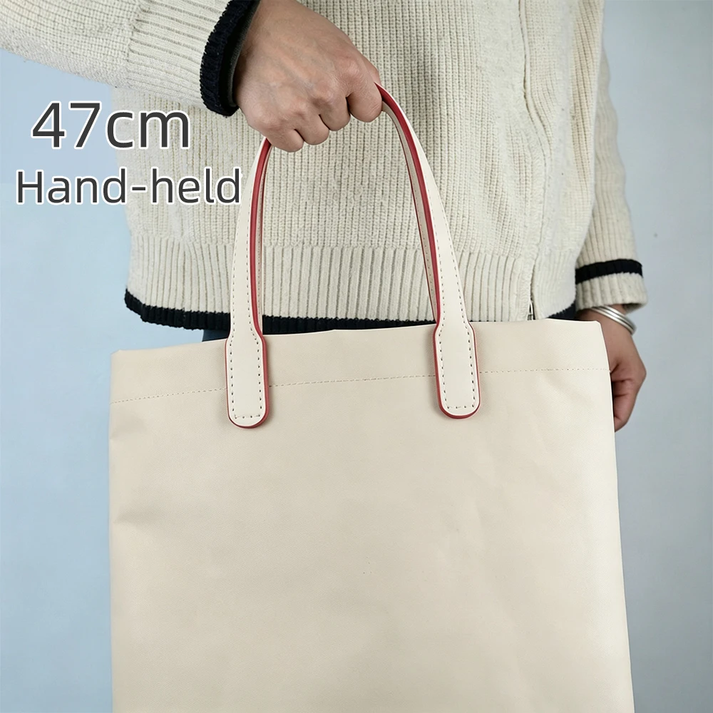 New 1 Pair Hand Sewn Stitched Genuine Leather Bag Straps Handles Replacements Cowhide Hand-Stitched Handmade Underarm Strap