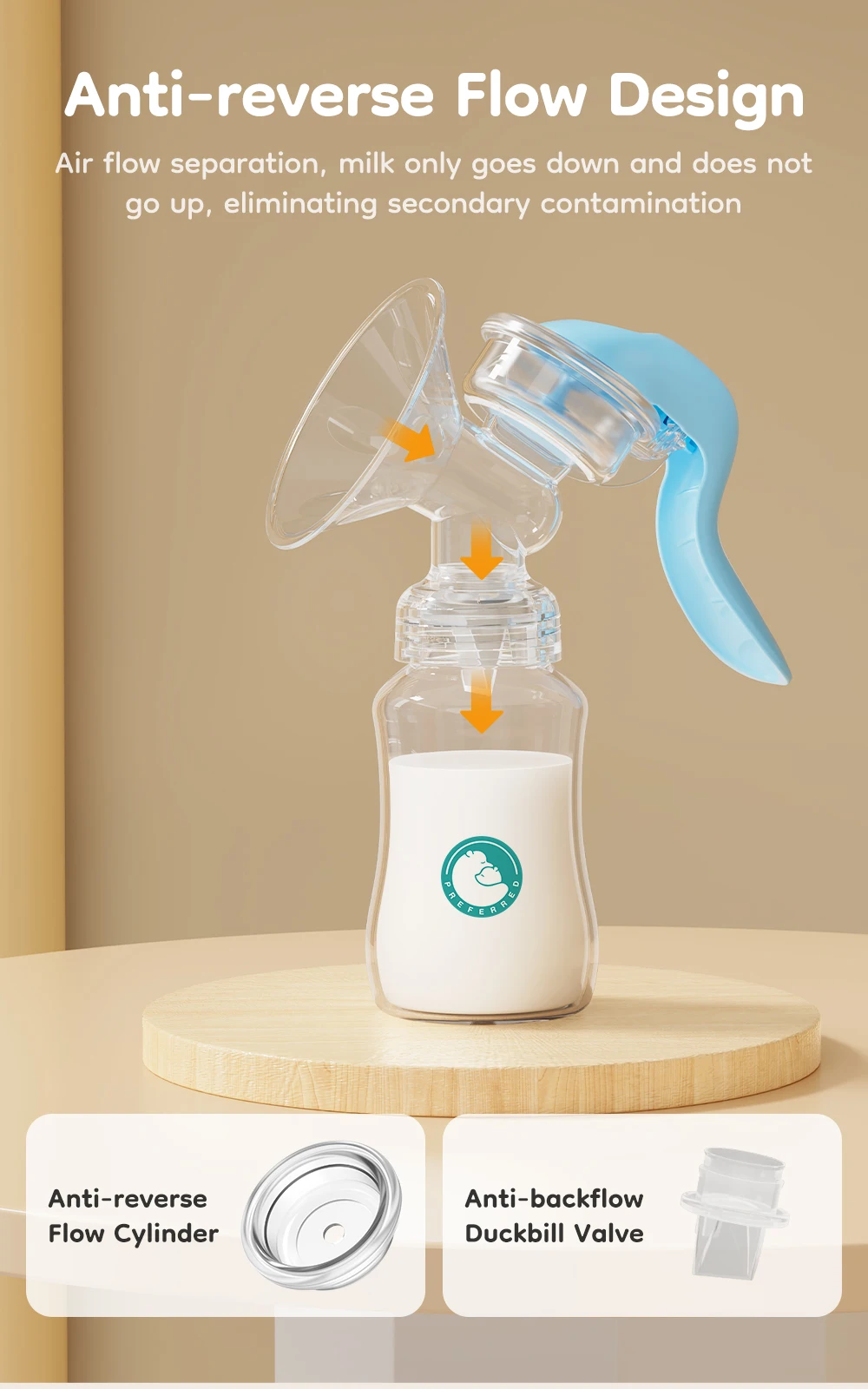 Tragbare Manuelle Milchpumpe aus Lebensmittelsilikon, BPA-frei, mit Weichem Kissen und Sanfter Saugkraft MB7 – Detail 2