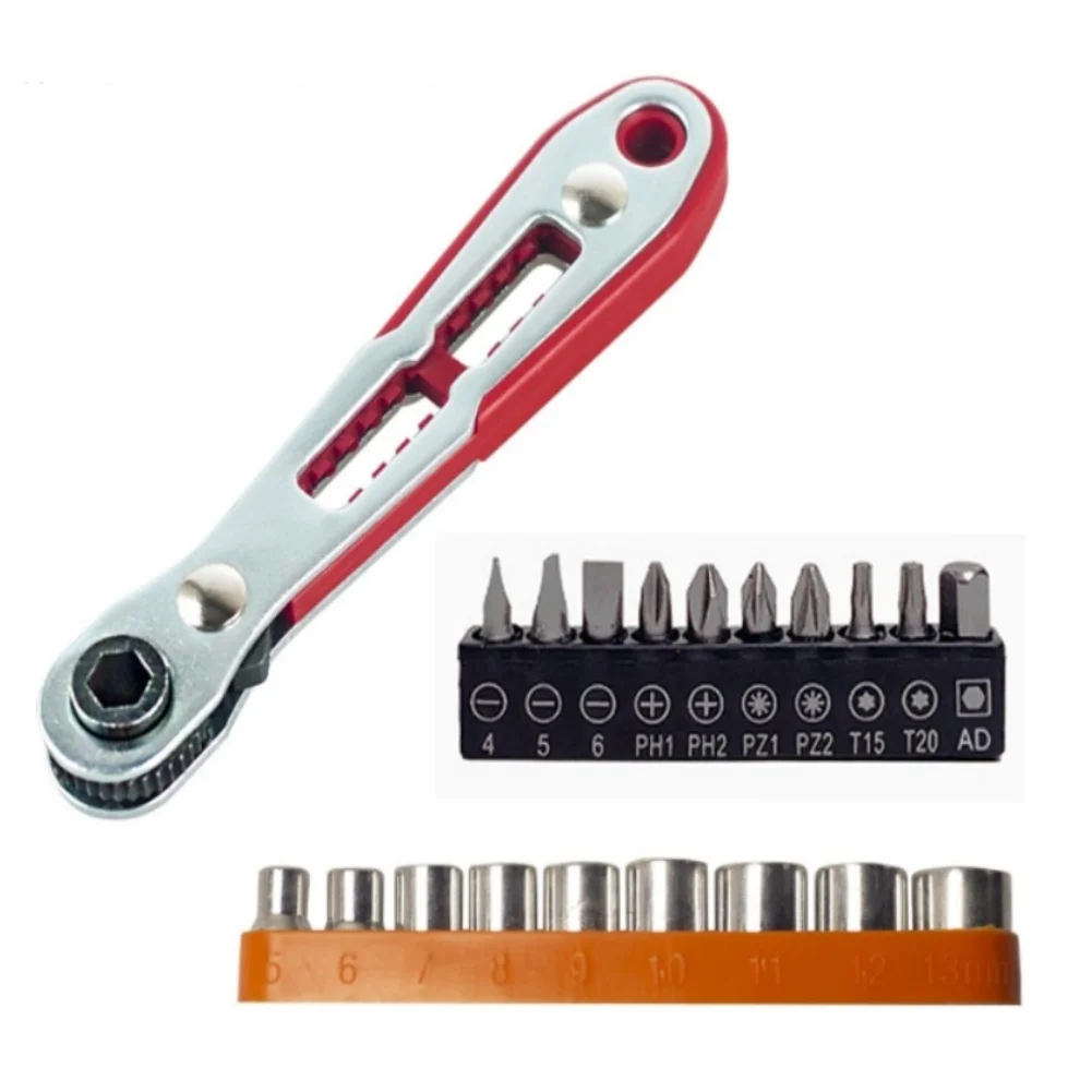 20pcs 36 Teeth Ratchet Wrench Kit with Screwdriver Bits and Square Sockets for Precision Repair and Maintenance