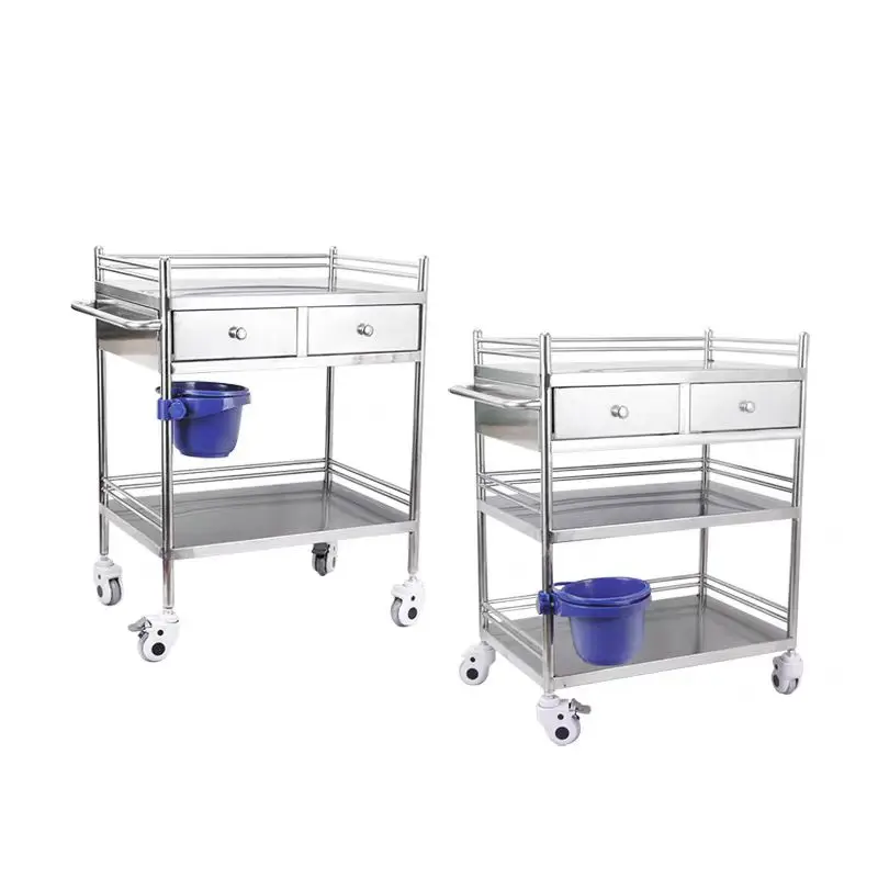 Hospital commercial wheeled industrial trolley medical ambulance laboratory double-sided medicine cart