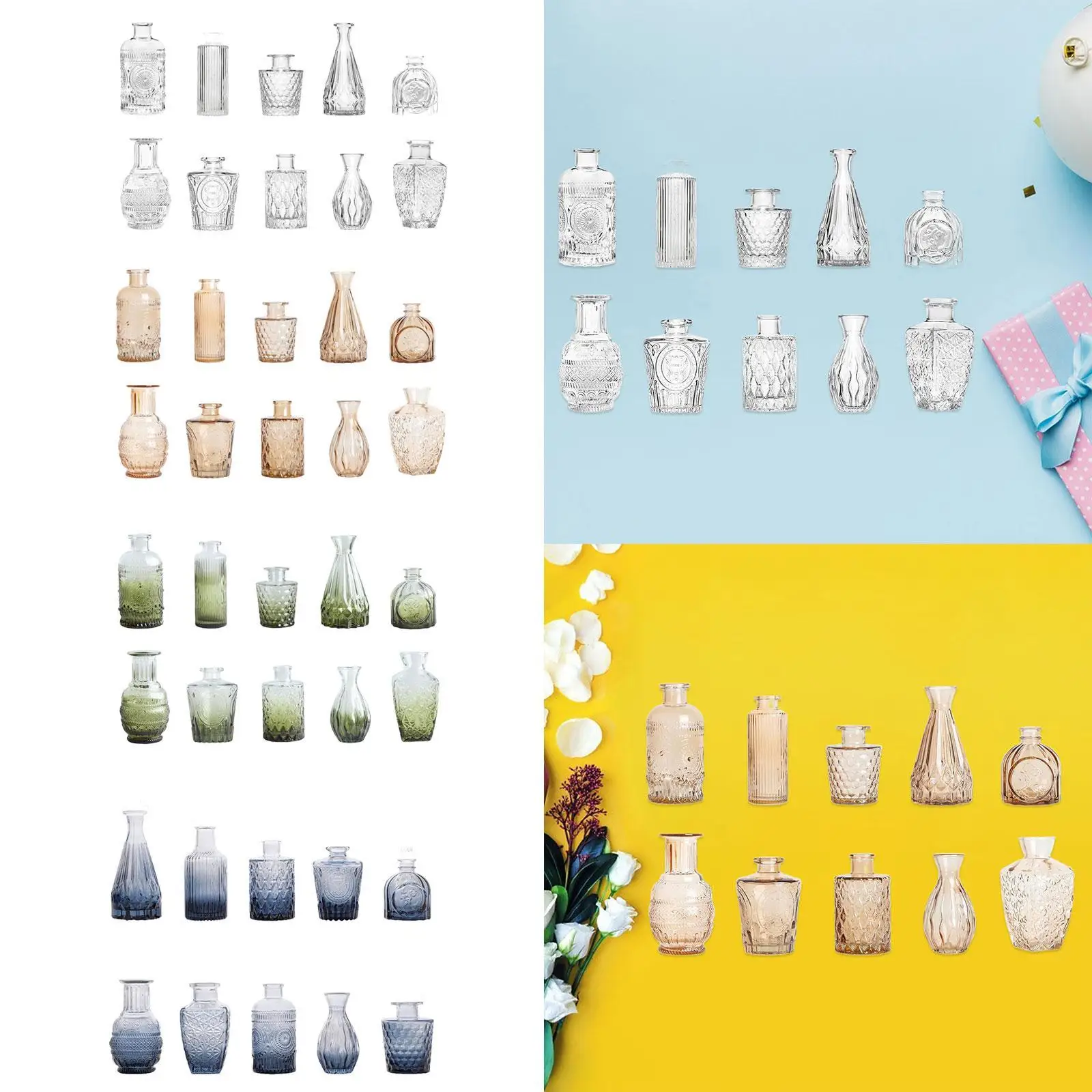 10Pcs Glass Bud Vases Cute Mini Flower Vases Centerpieces Fashion Home Decor