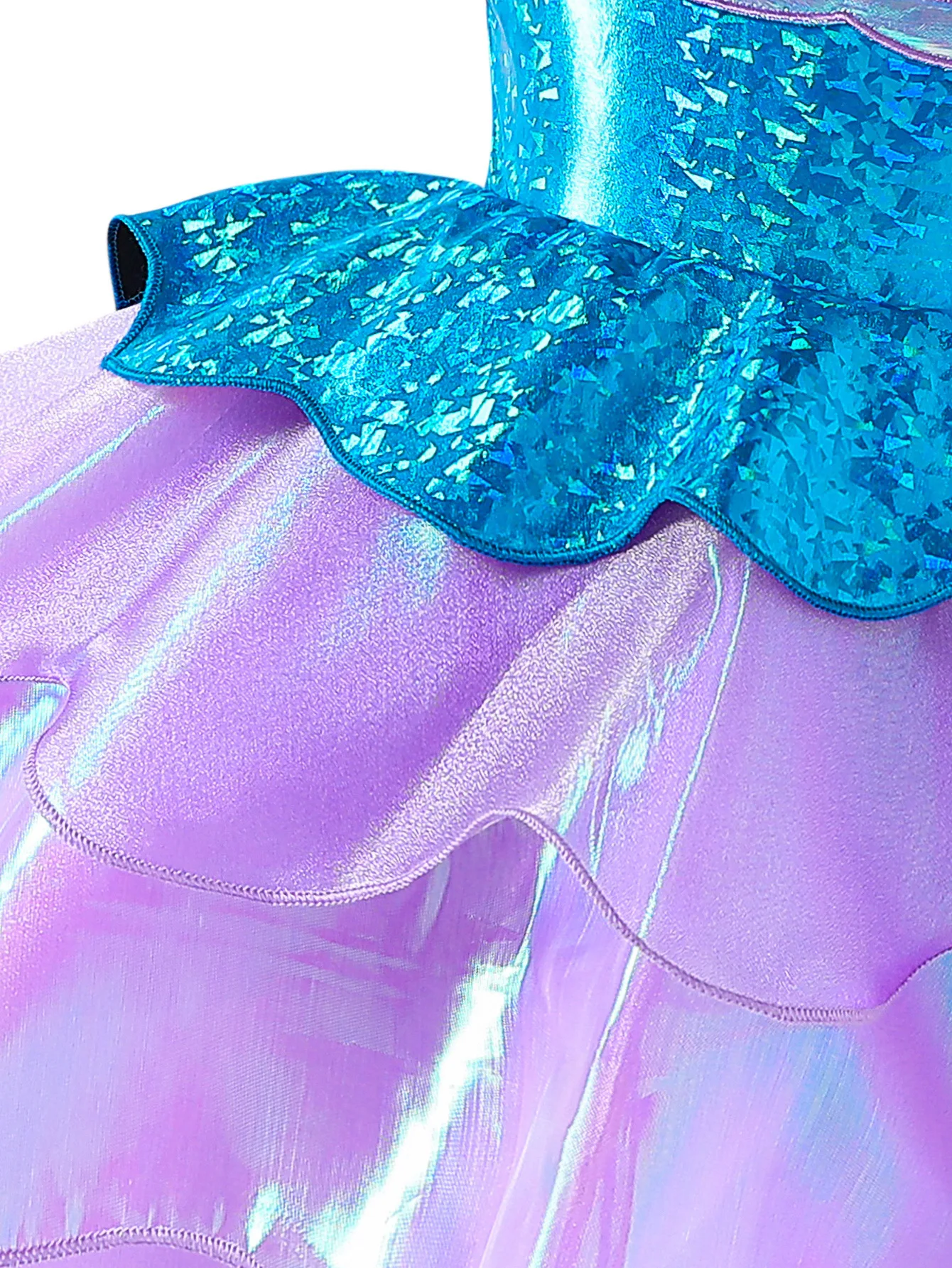 Ariel Princess Fancy Dress Girls Patchwork Color Irregular Skirt Gown Children Stage Performance Clothes Party Casual Clothes