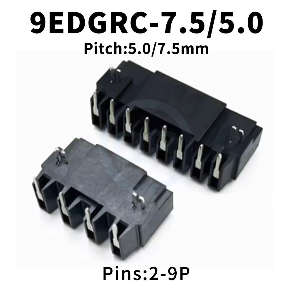 (10 pcs) 9EDGRC 7.5/5.0 Servo Motor Terminal Block Black 9EDGRC -7.5mm -5.0mm Bent Pin PCB Terminal Block 2P 3P 4P 6P 8P 9P