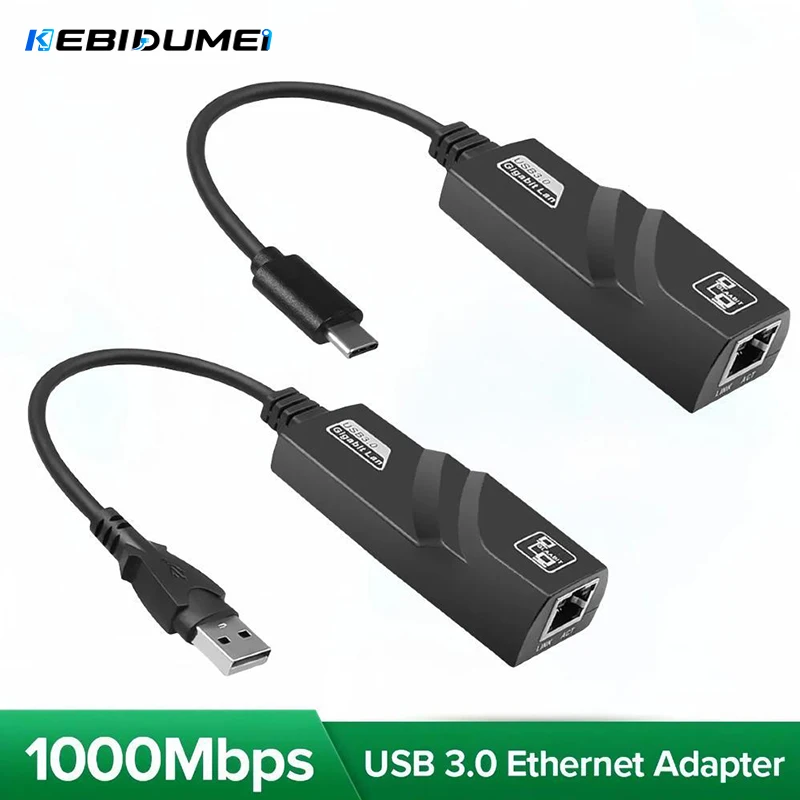 KEBIDUMEI – carte réseau Gigabit USB3.0 vers RJ45, adaptateur Ethernet USB 10/100/1000Mbps pour PC MacBook Win10 11, adaptateur LAN filaire