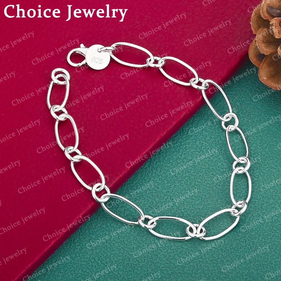 

925 Sterling Silver Simple Bracelets for Women's Men Fashion Jewelry Leisure Style Street Versatile Accessories