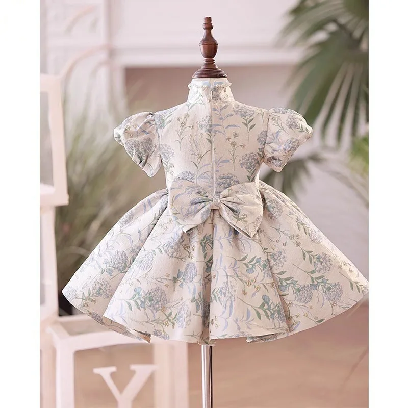 Girls' First Birthday Party Dress for Baby Girls2024Summer Children's Baby First Birthday Tang Suit High-end Flower Boy Chinese