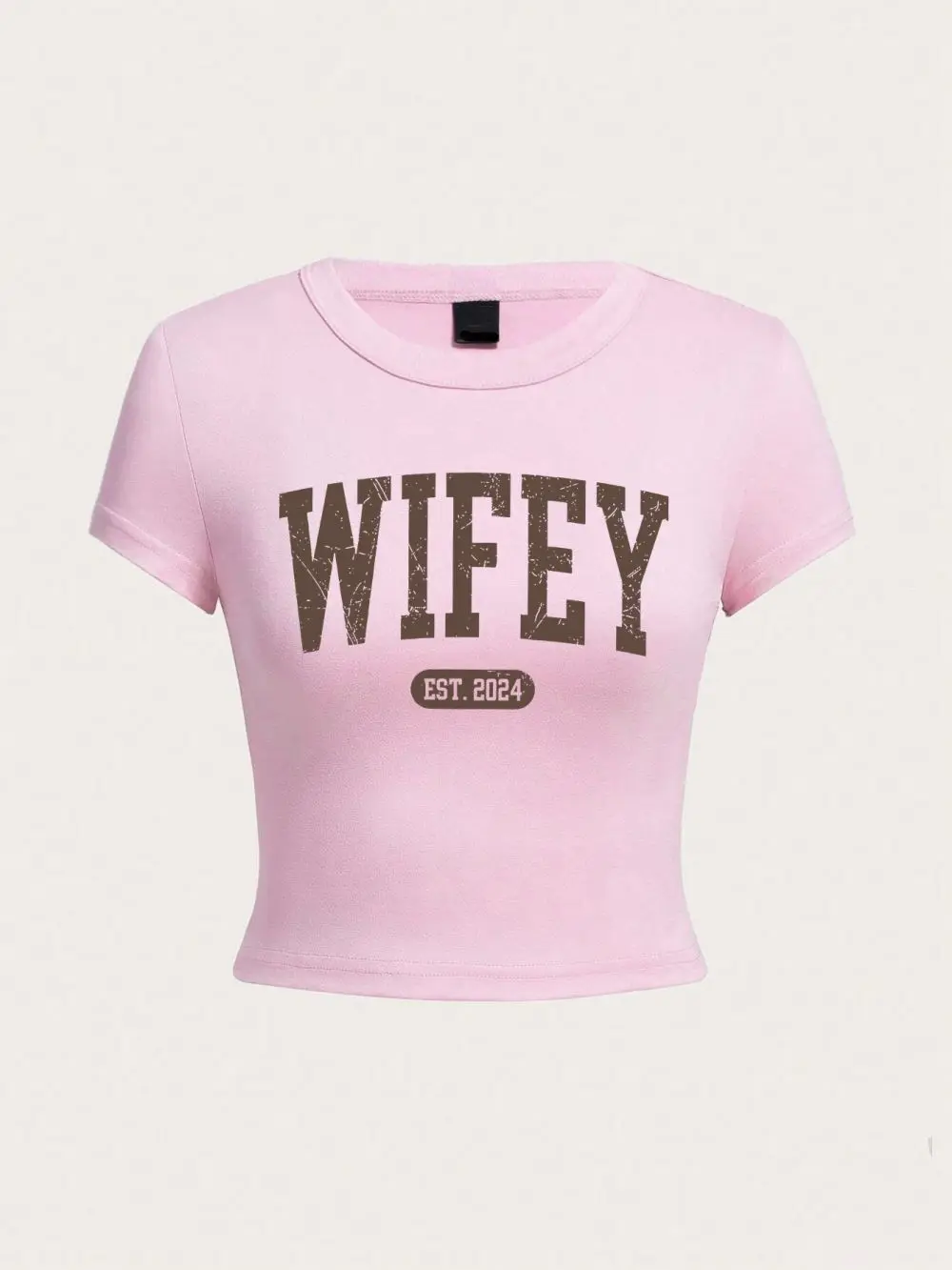 Summer Woman Crop T-Shirts Wifey Est.2024 Letter Printing Streetwear Breathable Stretch Soft Short Sleeve Fashion Female Clothes