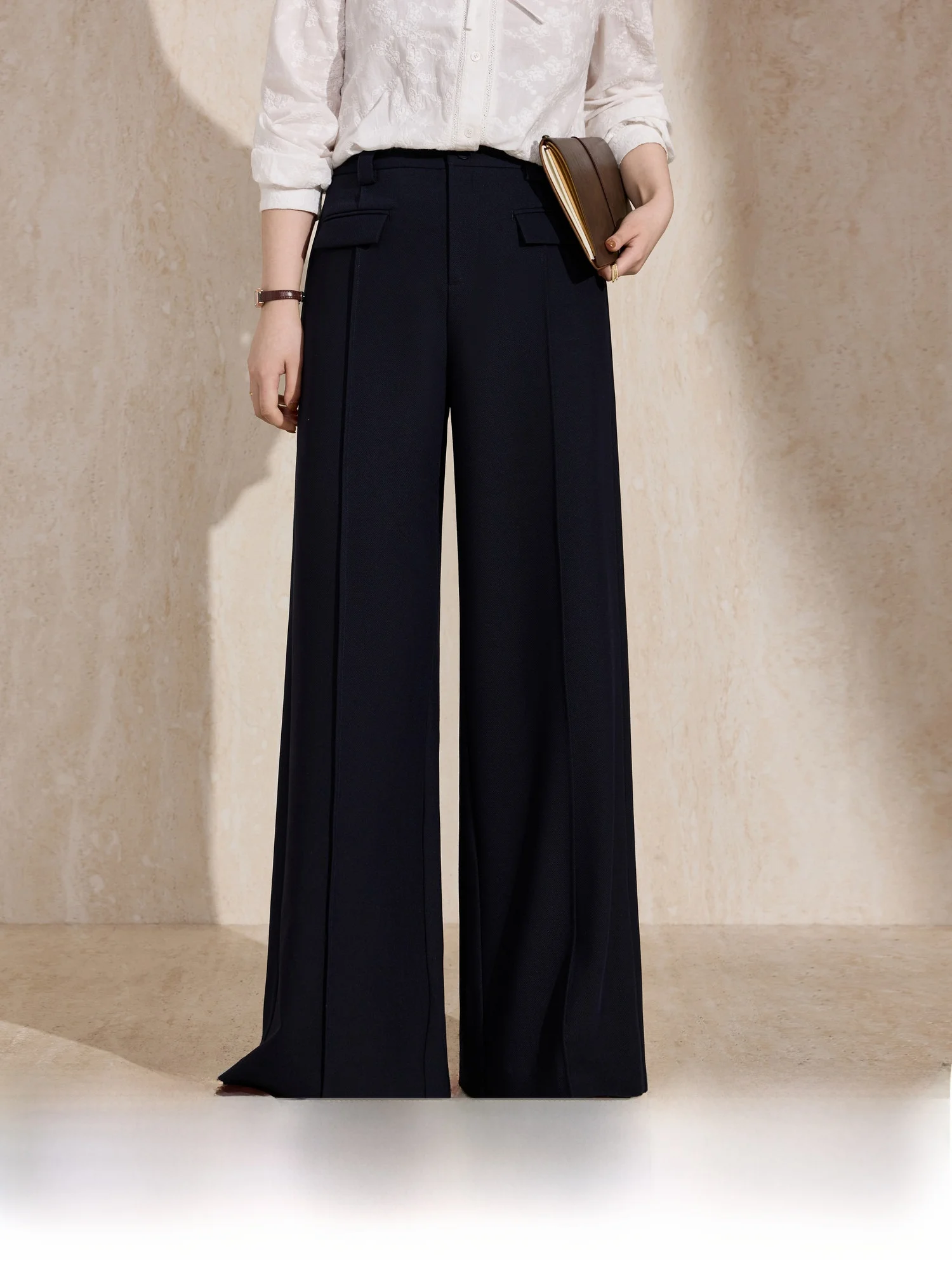 

High Waist Straight Leg Suit Pants for Women Blue Language Large Size ay Series Spring 2026 Slimming Trousers Casual Wear