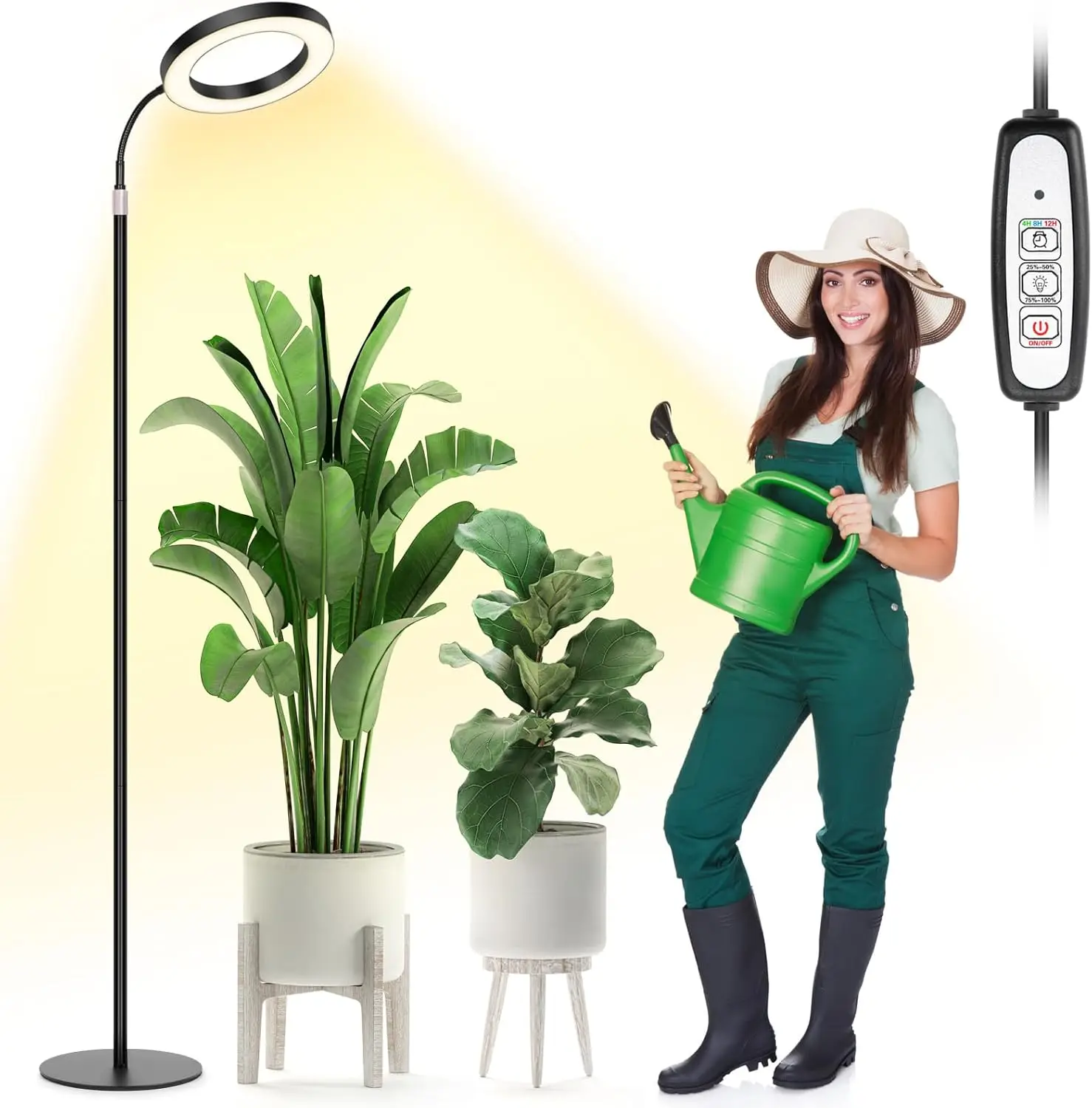

Full Spectrum LED Grow Light with Timer & Dimmable Levels, Adjustable Height for Indoor Plants