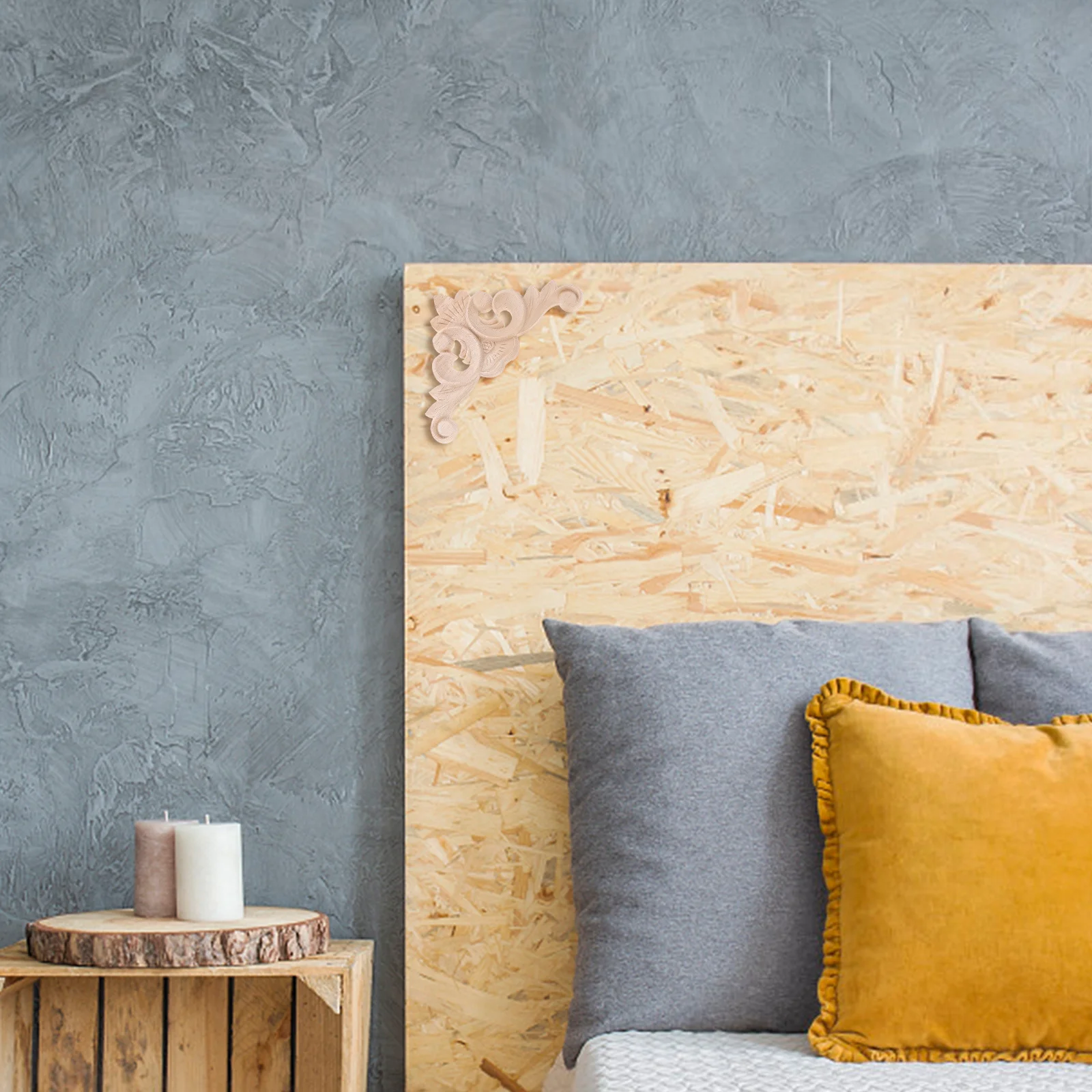 

4Pcs Solid Wood Carved Furniture Onlays Appliques Floral Design Ideal for Kitchen Cabinets Doors Decorative Wood Accents