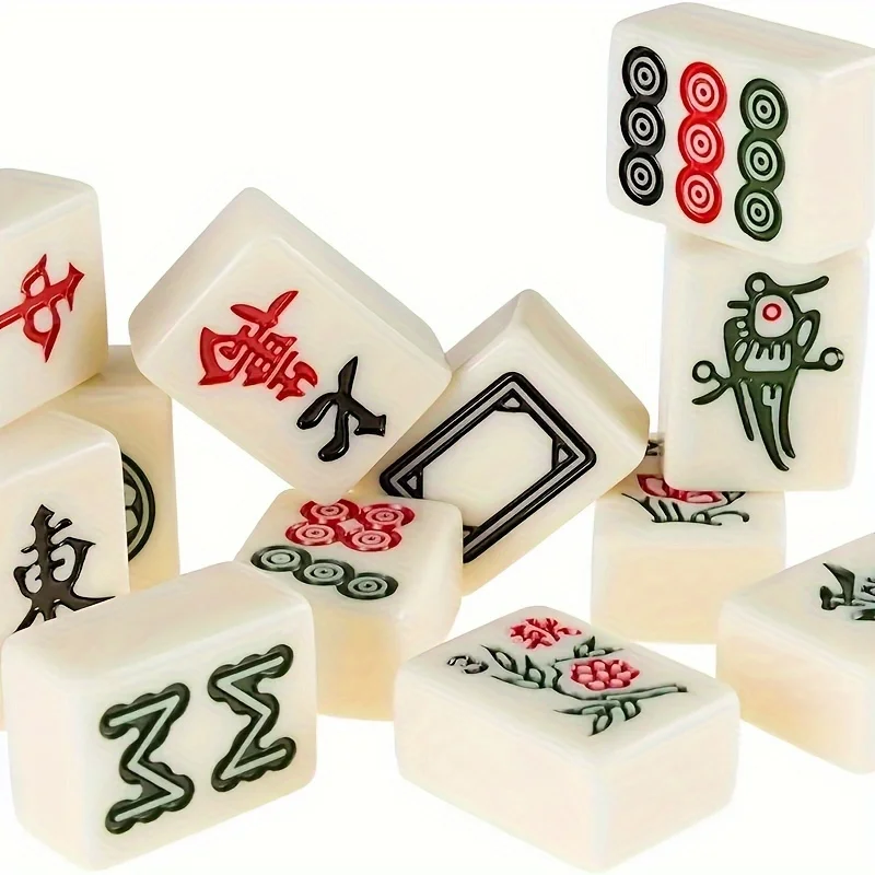 1pc Portable Compact Mahjong Set Lightweight Mahjong Set With Brown Case - Perfect for Travel and Board Games