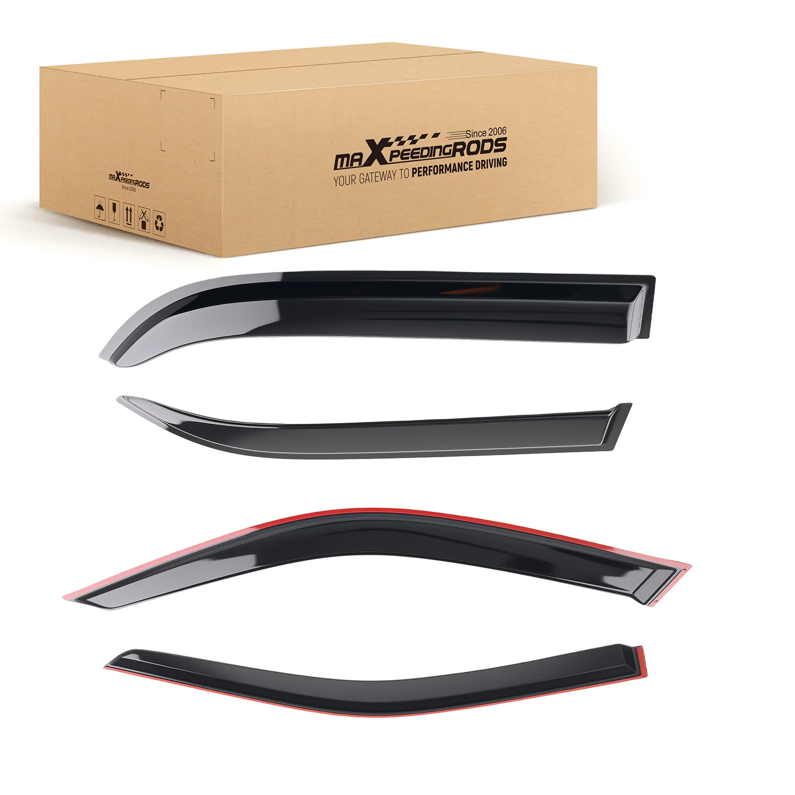 

Front Rear Window Visors Deflector for Toyota Corolla 4 Door 1998-2002 Black Set