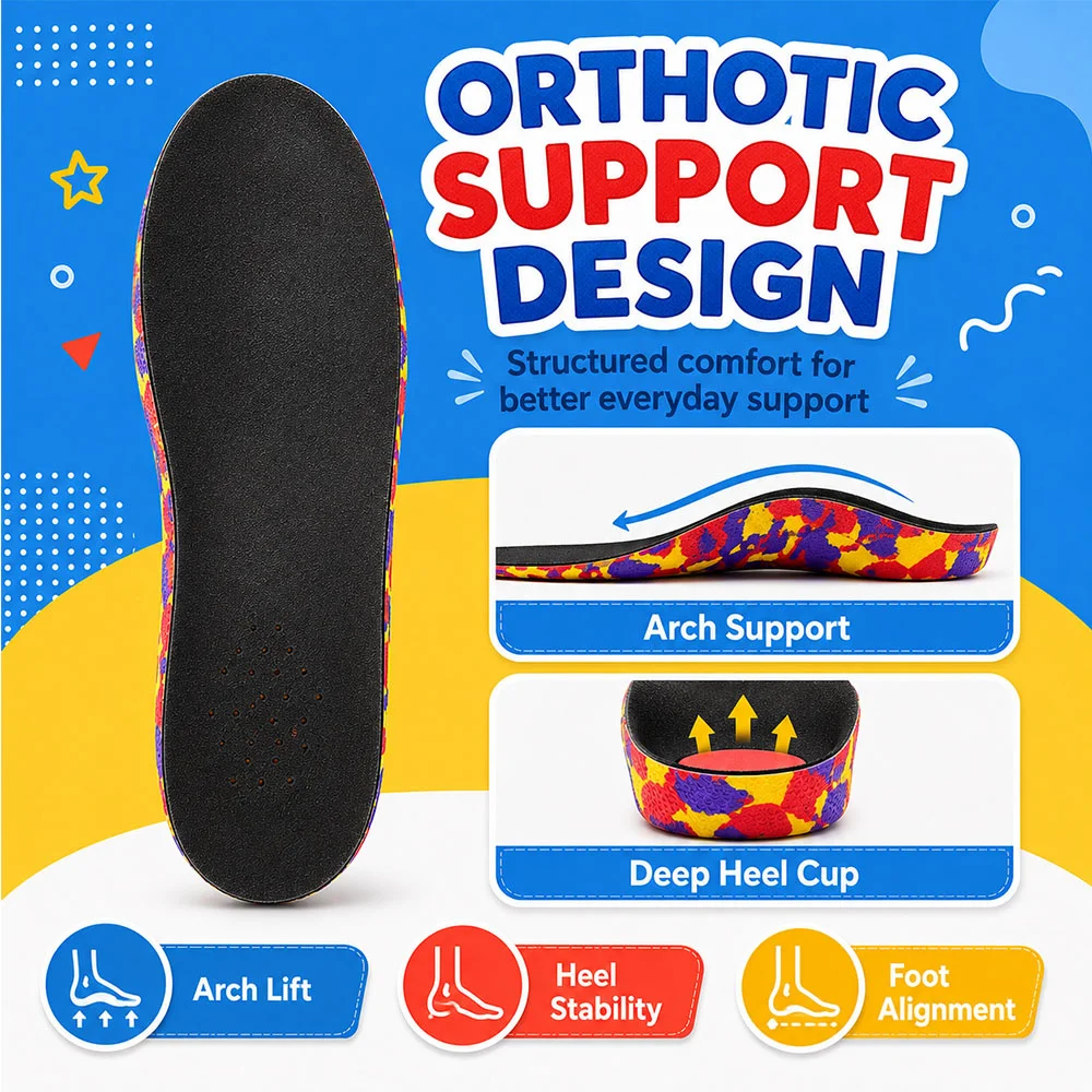 2-4 Pairs CORRECTiON Ultralight Comfortable Template Youth Sport Insoles Arch Support Flat Feet Sneakers Insoles