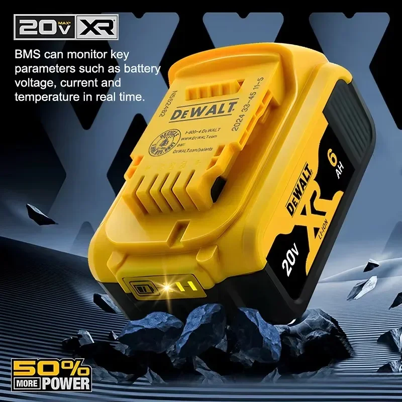 New100% Genuine Dewalt Battery,20V 6AH 9AH Rechargeable Lithium Ion Battery, Dewalt DCB200 DCB206 Power Tool Replacement Battery