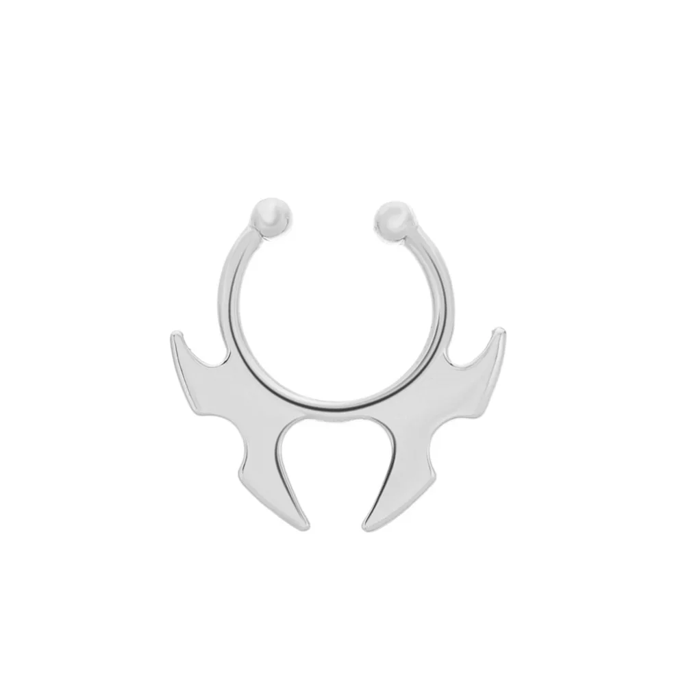 Bull Head And Horn Nose Clip Ring Men Women Fake Septum Piering Body Jewelry Fashion Non Perforation Bat Nose Rings Studs 2024