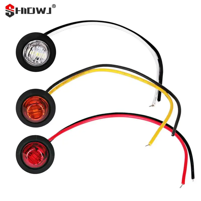 24V 3LED Round Trailer Side Marker Lights Yellow White Red Waterproof LED For Trucks Clearance Lights Truck Turn Signal Lamp