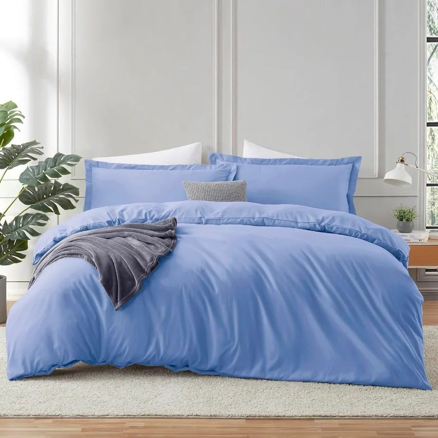 

Calm Blue пододеяльник Queen Size 3-х предметный комплект пододеяльников Queen с мягкой двойной матовой текстурой и застежкой на пуговицы для комфорта и