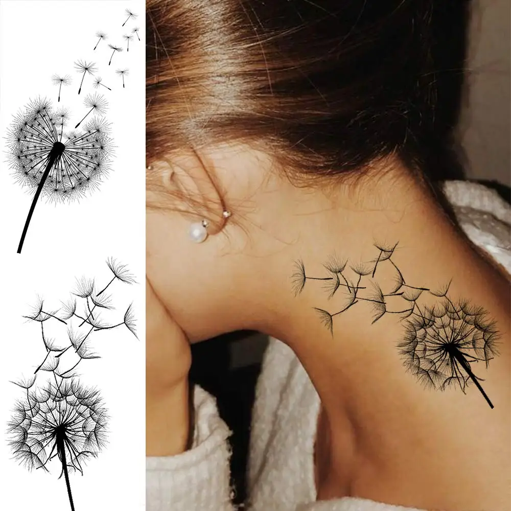 13 Blatt Löwenzahn temporäre Tattoos für Frauen realistische fliegende Vögel Schmetterling gefälschte Tattoo Blume für Mädchen Dekor Tattoos Papier