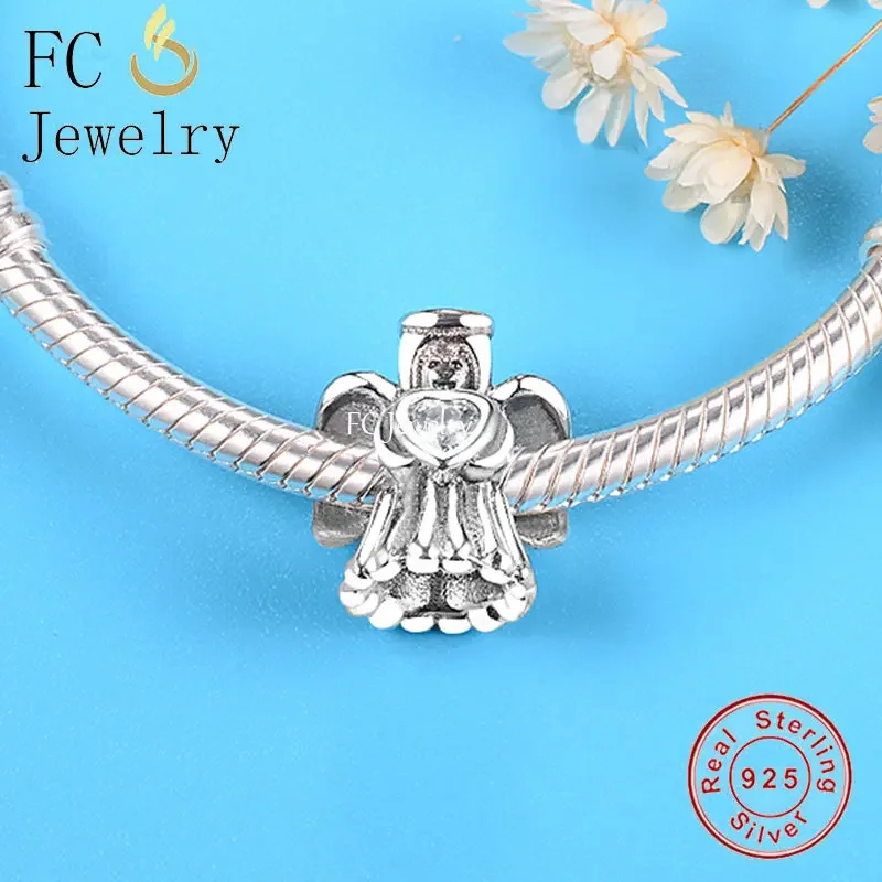 FC Jewelry Fit Original Pan Charms Bracelet 925 Sterling Silver Guardian Angel Mix Cubic Zirconia Beads DIY Berloque Gifts 2024