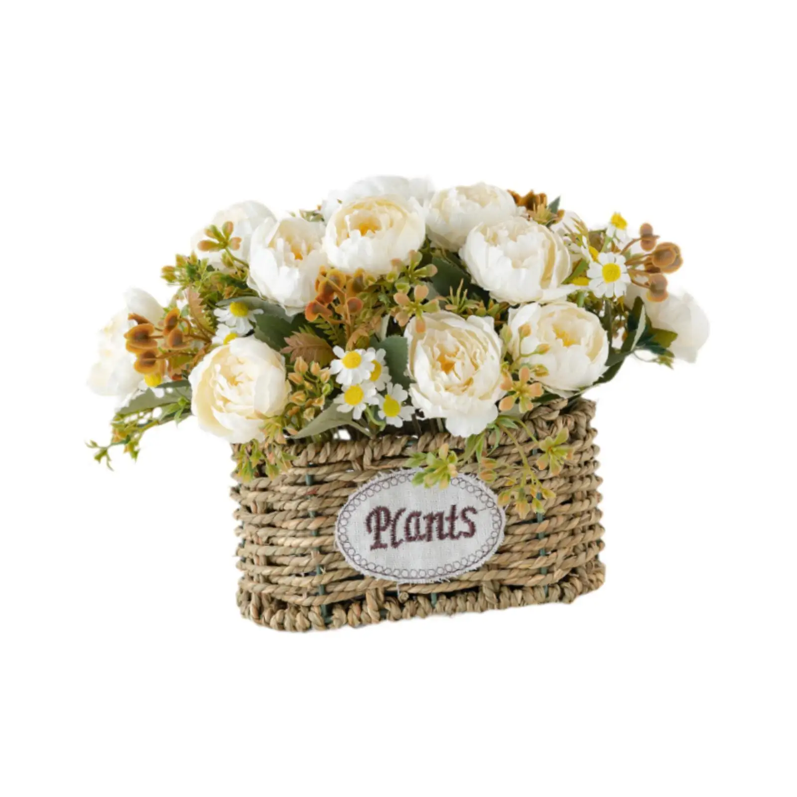 

Artificial Flower Garland Basket Table Decor Silk Cloth Centerpiece for Office Party Home Bedroom Decoration