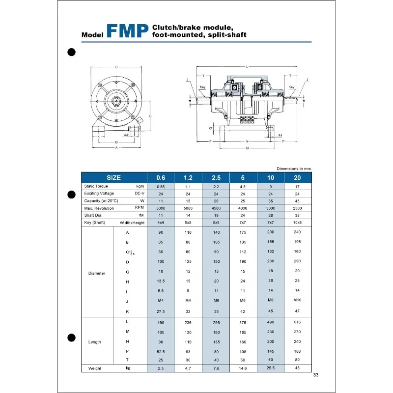 Applicable to FMP-10  Electromagnetic Clutch and Electromagnetic Brake Combination FMP Full Specification