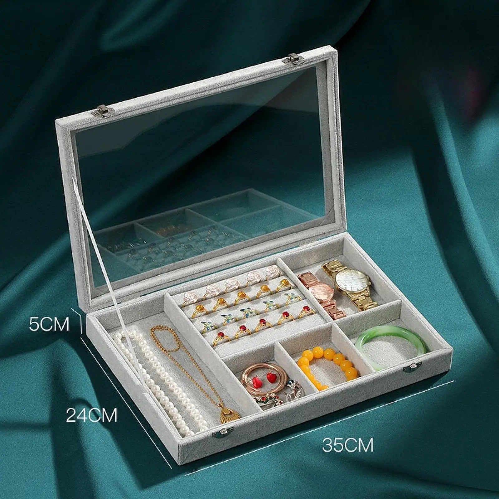 

Jewelry Organizer Box Treasure Box Desktop Organization Multifunctional Trinket Box for Women Ear Studs Bracelets Earrings Rings