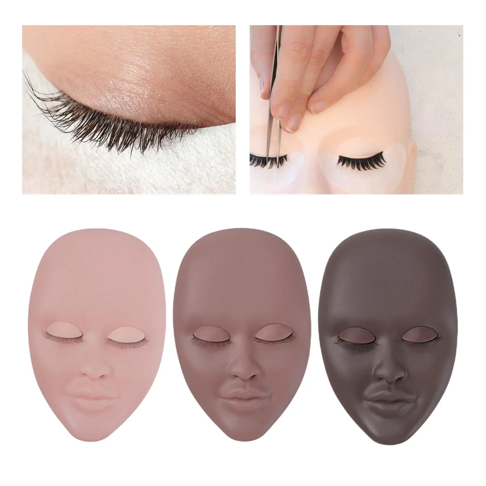 نموذج رأس عارضة أزياء الرموش، جفون قابلة للإزالة، رموش تمديد رأس نموذج مسطح للمنزل والمهنة