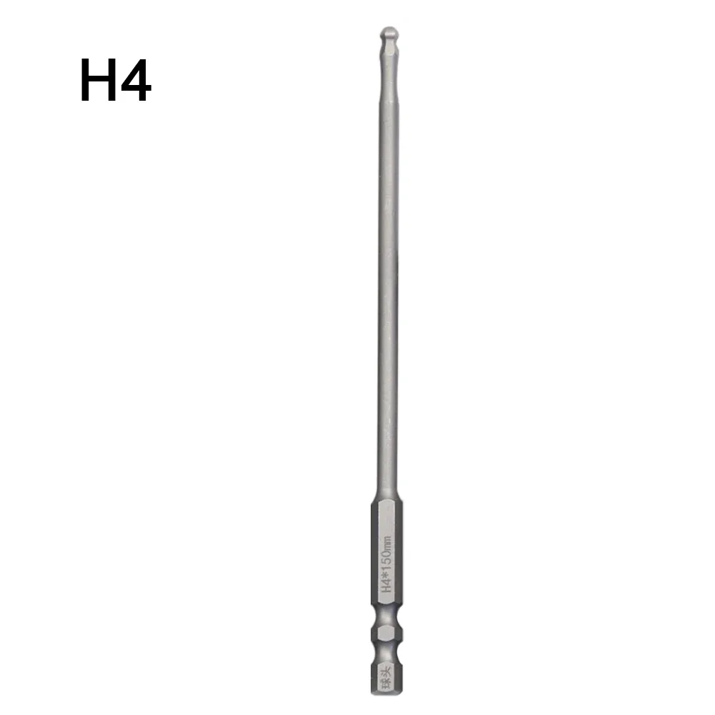 1pc 150mm Ball End Hex Screwdriver Bit Metric Hex Bit Long Magnetic Driver Bit H4 H5 H6 For Automotive Household Manufacturing